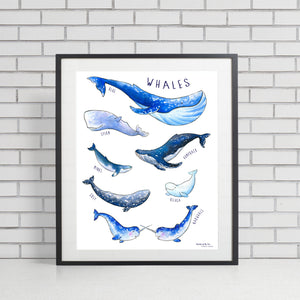 Whale Poster, Whimsical Wall Art