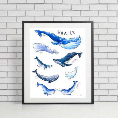 Whale Poster, Whimsical Wall Art