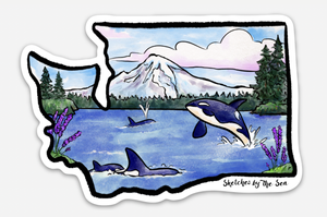 Washington State & Orcas Sticker ST829