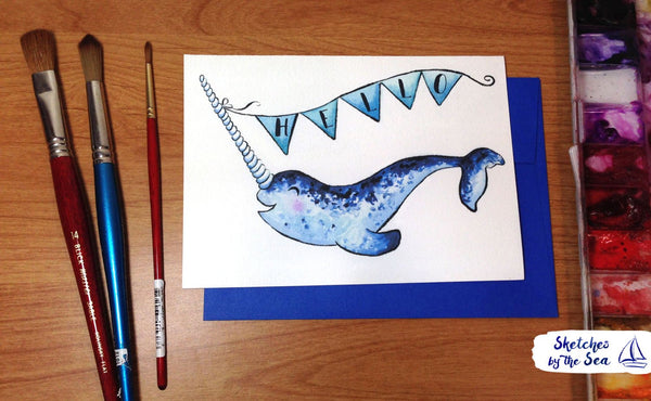 Narwhal Hello Card C102
