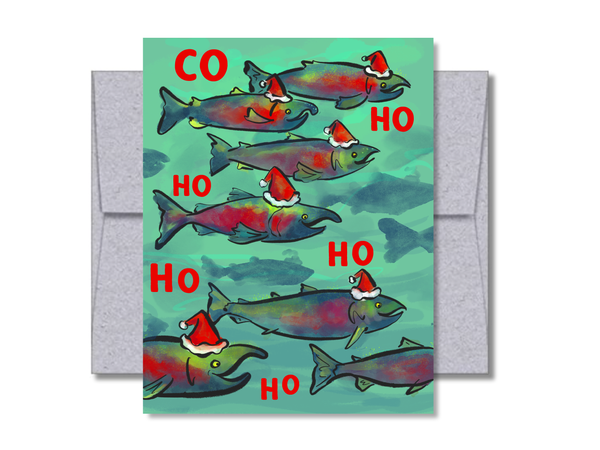Co Ho Ho Ho Salmon Christmas Card HC304