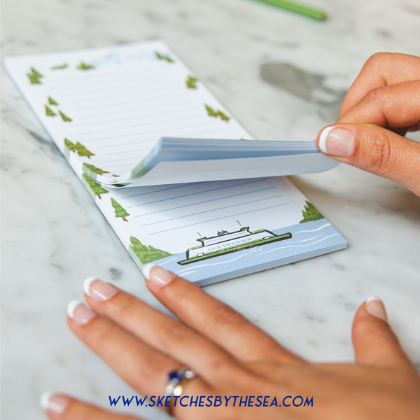 Ferry & Mountain Notepad. Adorable PNW Stationery