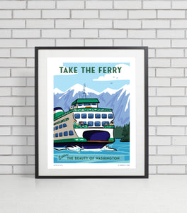 Ferry Travel Poster, Retro Inspired Art Print P119