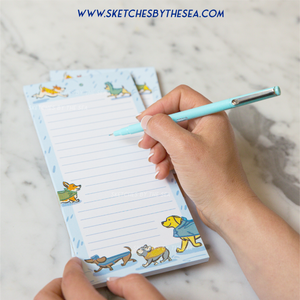 Rain Dogs Notepad. Adorable Dog Lover's Stationery