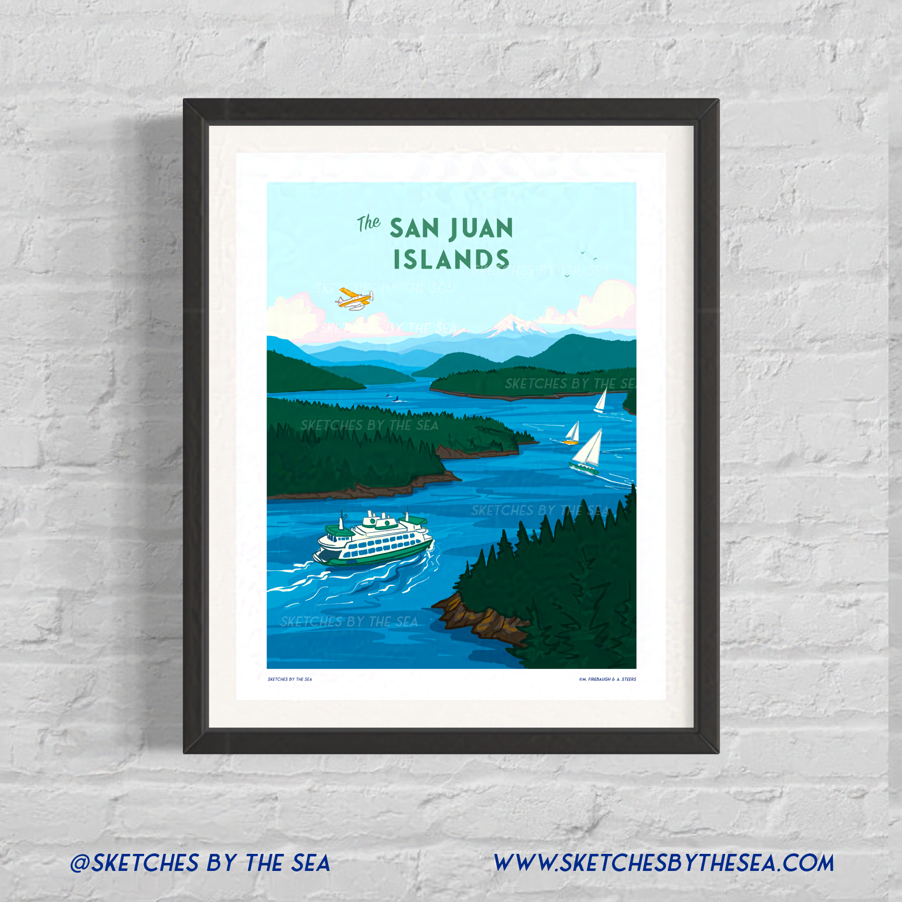 San Juan Islands Travel Poster, Retro Inspired Art Print