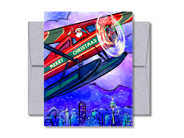 Santa & Seaplane Christmas Card HC302/HC303