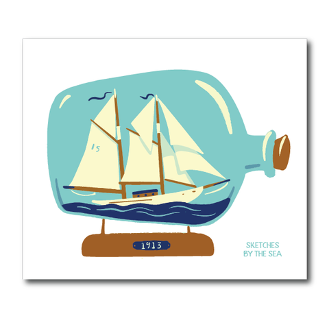 Ship in a Bottle Swedish Dish Cloth