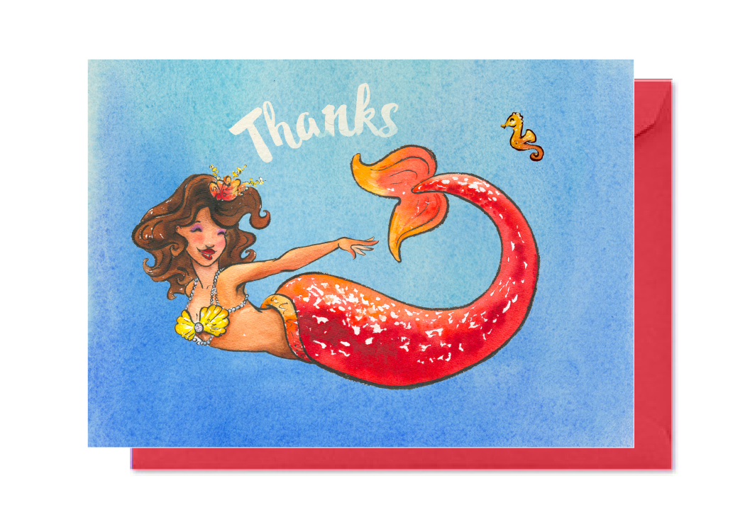 Thanks Red Mermaid Card