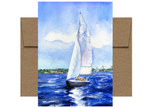 Sailboat on Lake Union Seattle Card WC206