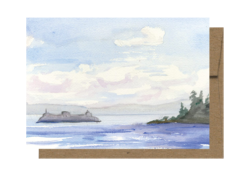 Seattle Ferry Watercolor Card WC208