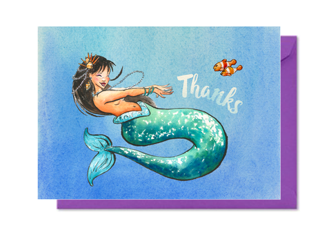 Thanks Green Mermaid Card
