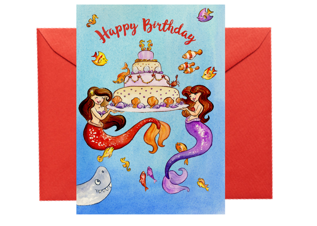 Mermaid Happy Birthday Card C104