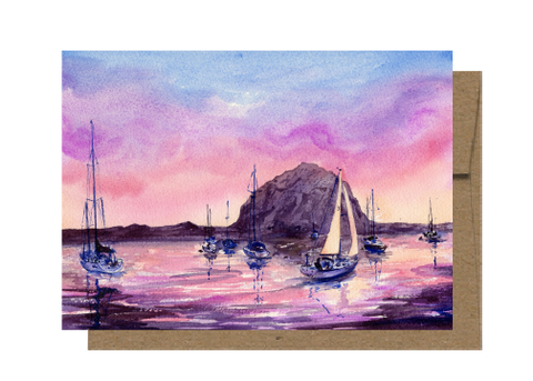 Sunset at Morro Bay Card WC523