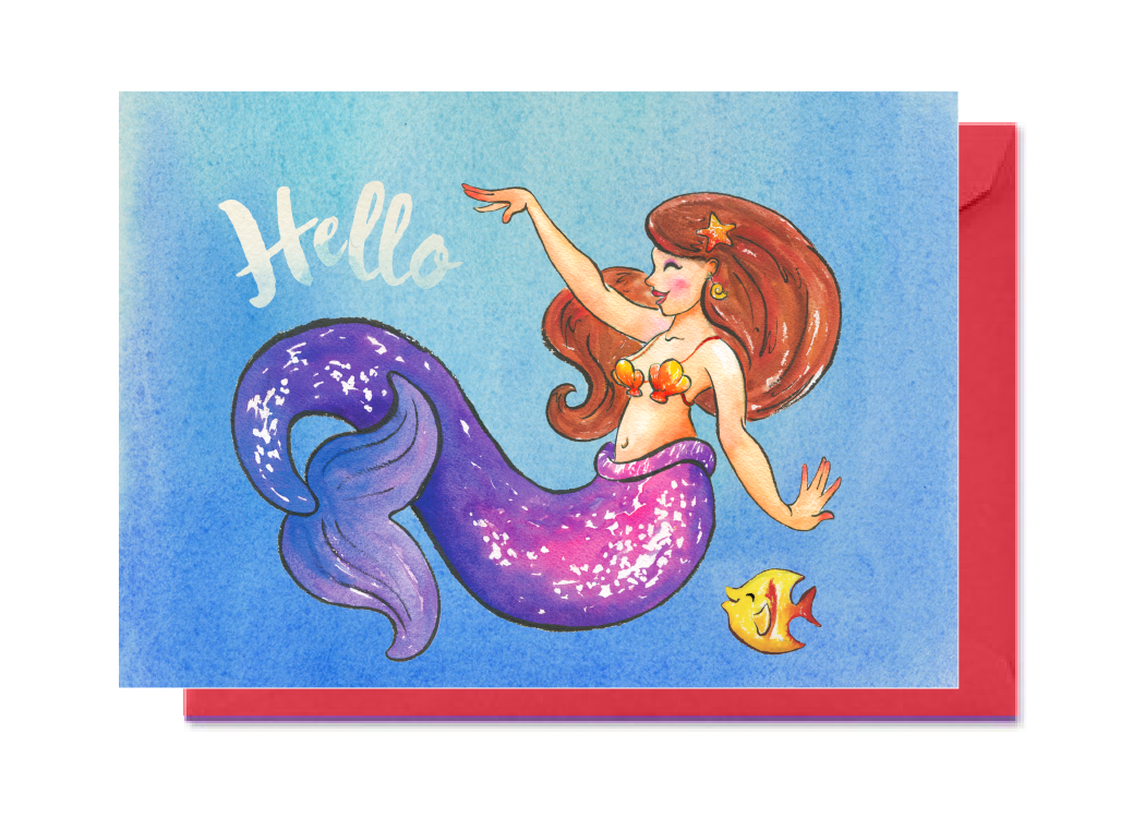 Hello Violet Mermaid Card