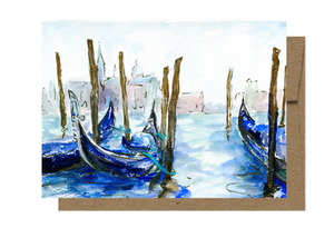 Venice's Gondolas, Watercolor Card WC910