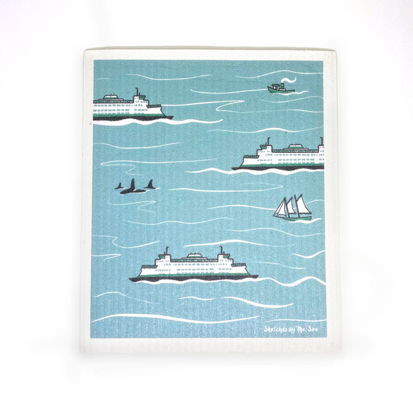 Space Needle or Ferry Swedish Dish Cloth
