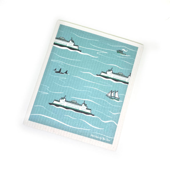Space Needle or Ferry Swedish Dish Cloth