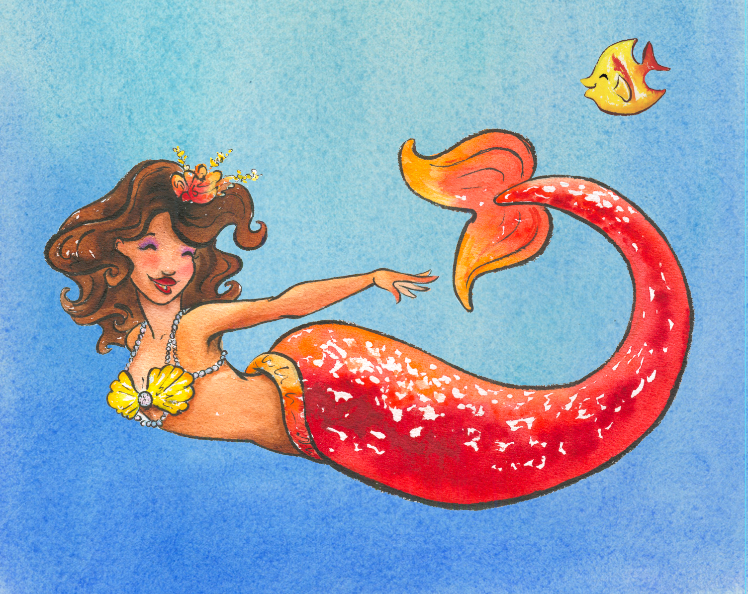 Mermaid Ruby Art Print. Free Personalization Available.