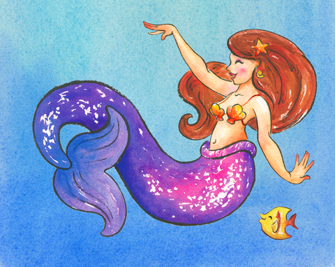 Mermaid Violet Art Print. Free Personalization Available.