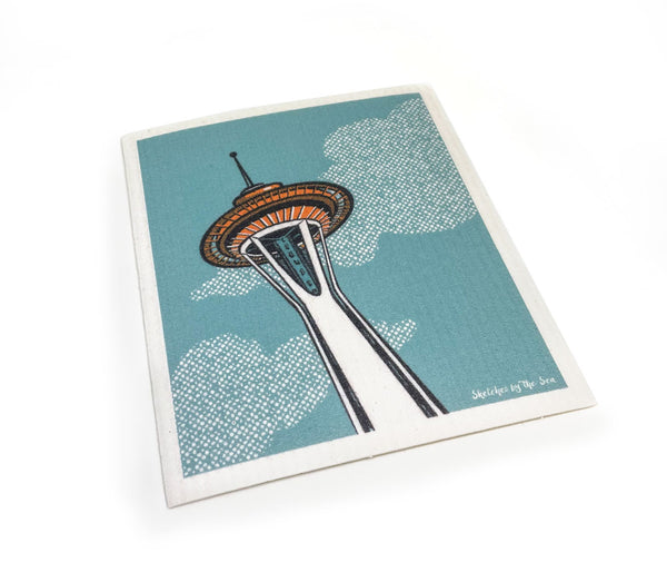 Space Needle or Ferry Swedish Dish Cloth