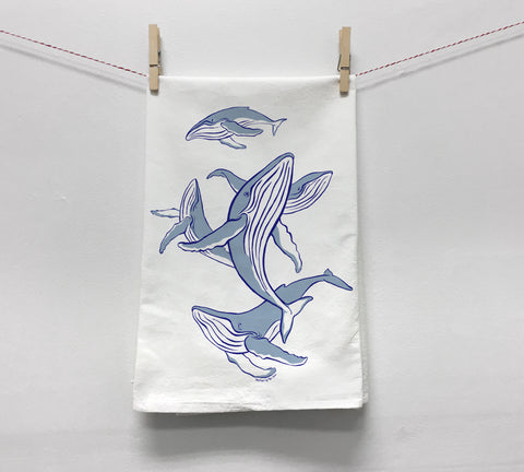 Dancing Humpbacks Tea Towel