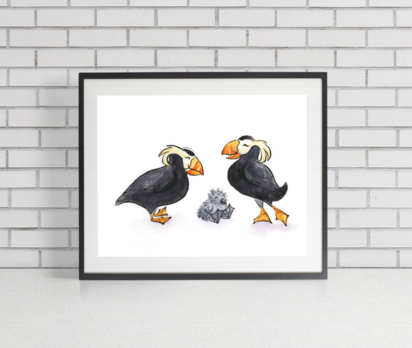 Tufted Puffins Art Print