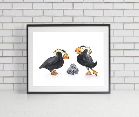 Tufted Puffins Art Print