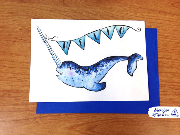 Narwhal Hello Card C102