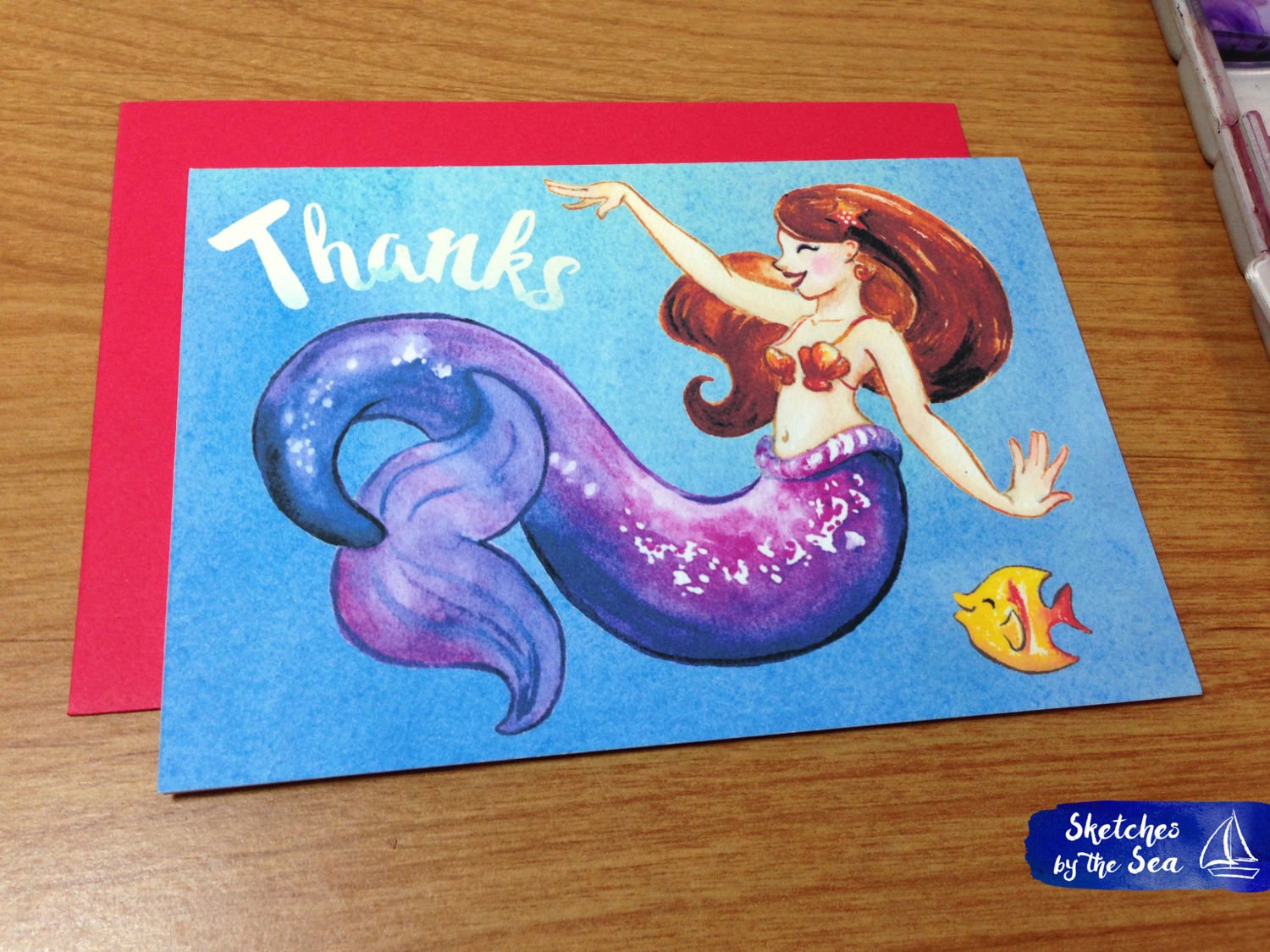 Thanks Violet Mermaid Card