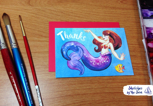 Thanks Violet Mermaid Card