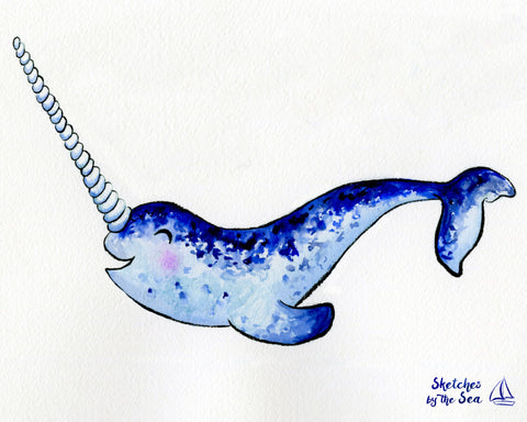 Happy Narwhal Art Print