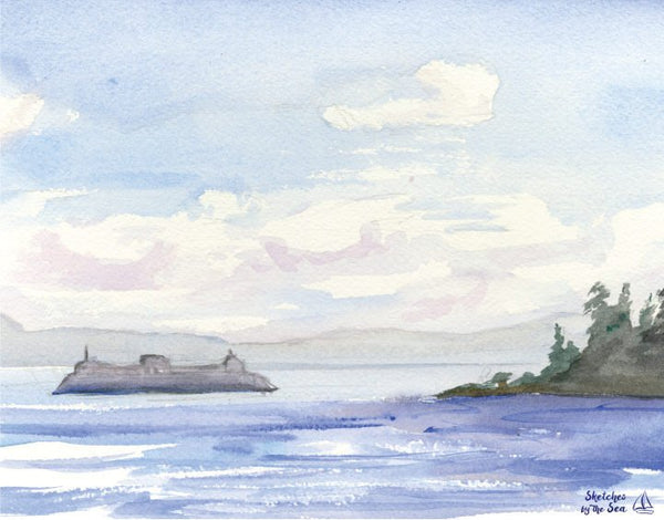 Seattle Ferry Watercolor Card WC208