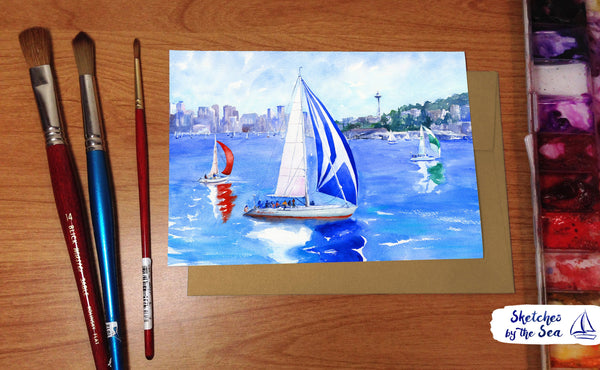 Lake Union Racing, Seattle Space Needle Card WC207