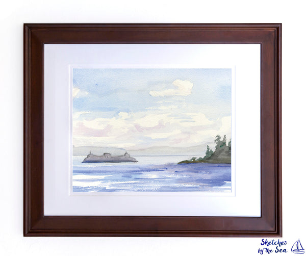 Seattle Ferry Watercolor Painting - Art Print