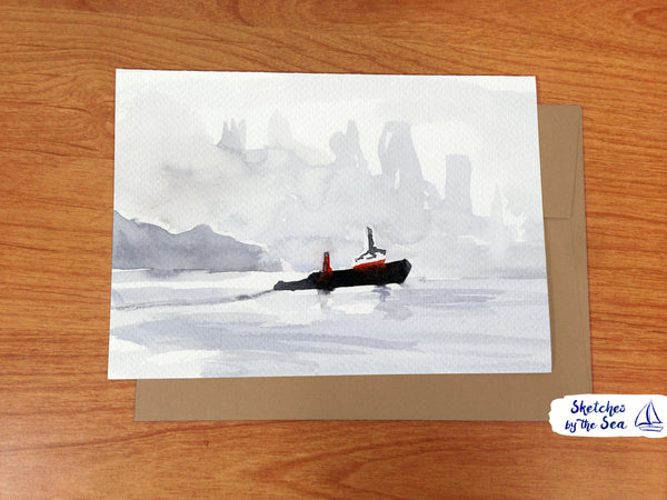 Tugboat Watercolor Card WC209