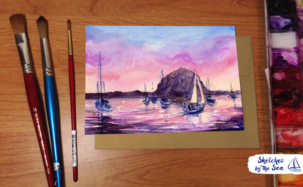 Sunset at Morro Bay Card WC523