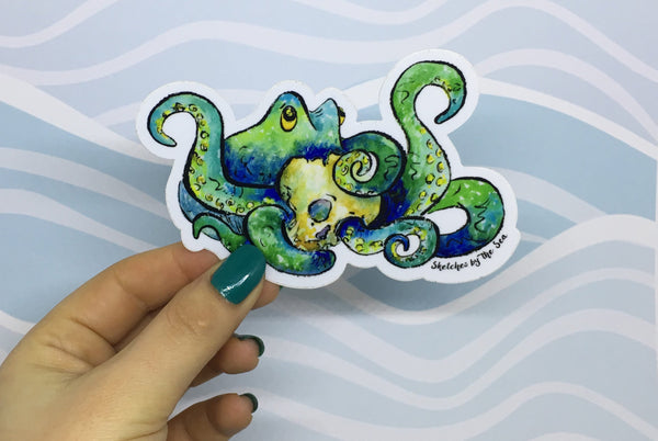 Octopus and Skull Sticker ST801