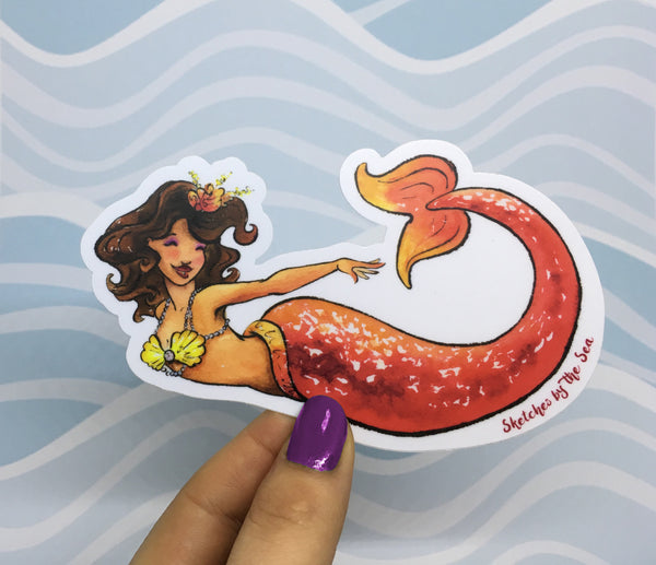 Ruby Mermaid Sticker ST821