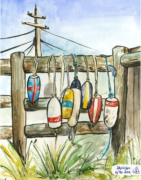 Buoys and Fenders, Watercolor Card WC522